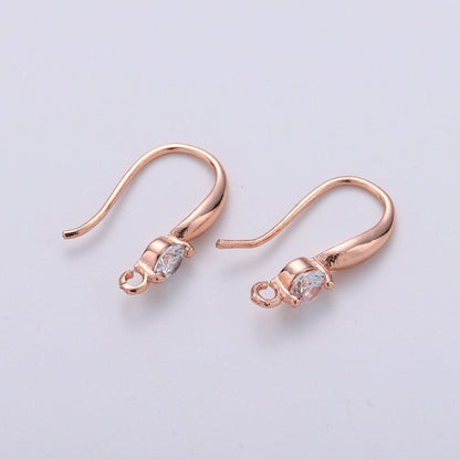 French Hook Earrings in Gold, French Hook Earrings / Gold Hook Ear Wires w/ Cz / French Hook / Earrings Craft K-822 K-823