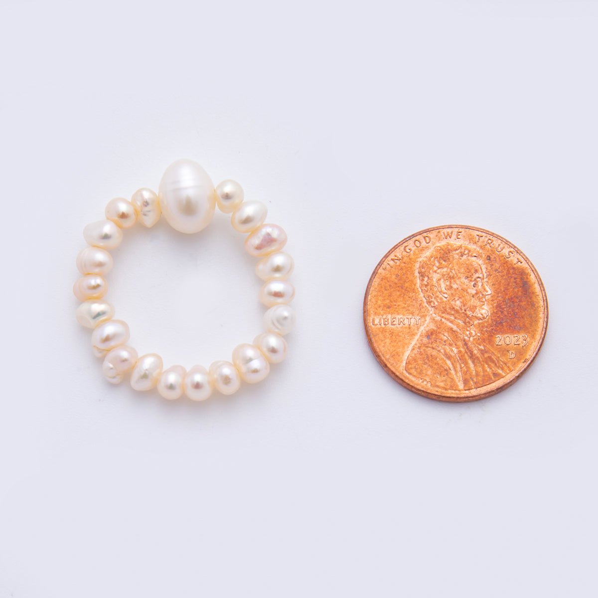 Freshwater Pearl Handmade Rice-Shaped Stretch Adjustable Ring | O-2069 O-2072 O-2110