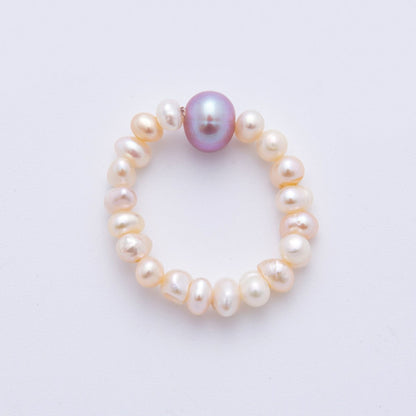 Freshwater Pearl Handmade Rice-Shaped Stretch Adjustable Ring | O-2069 O-2072 O-2110