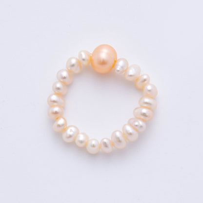 Freshwater Pearl Handmade Rice-Shaped Stretch Adjustable Ring | O-2069 O-2072 O-2110