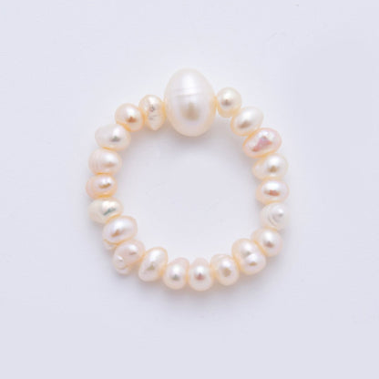 Freshwater Pearl Handmade Rice-Shaped Stretch Adjustable Ring | O-2069 O-2072 O-2110