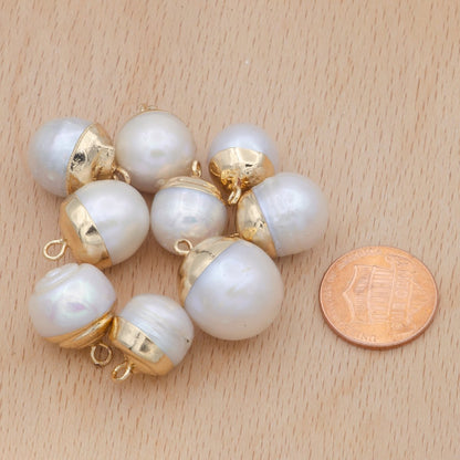 Freshwater Pearl White Round Ball Pearl Charm P-1820