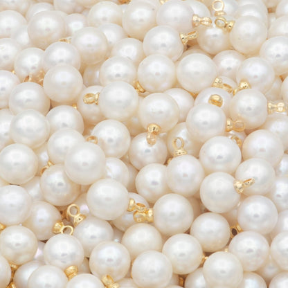Freshwater Pearl White Round Pearl Ball Gold Filled Charms P-1822