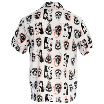 Friday The 13th Jason Rayon Button up Shirt SS Mask Scribble White