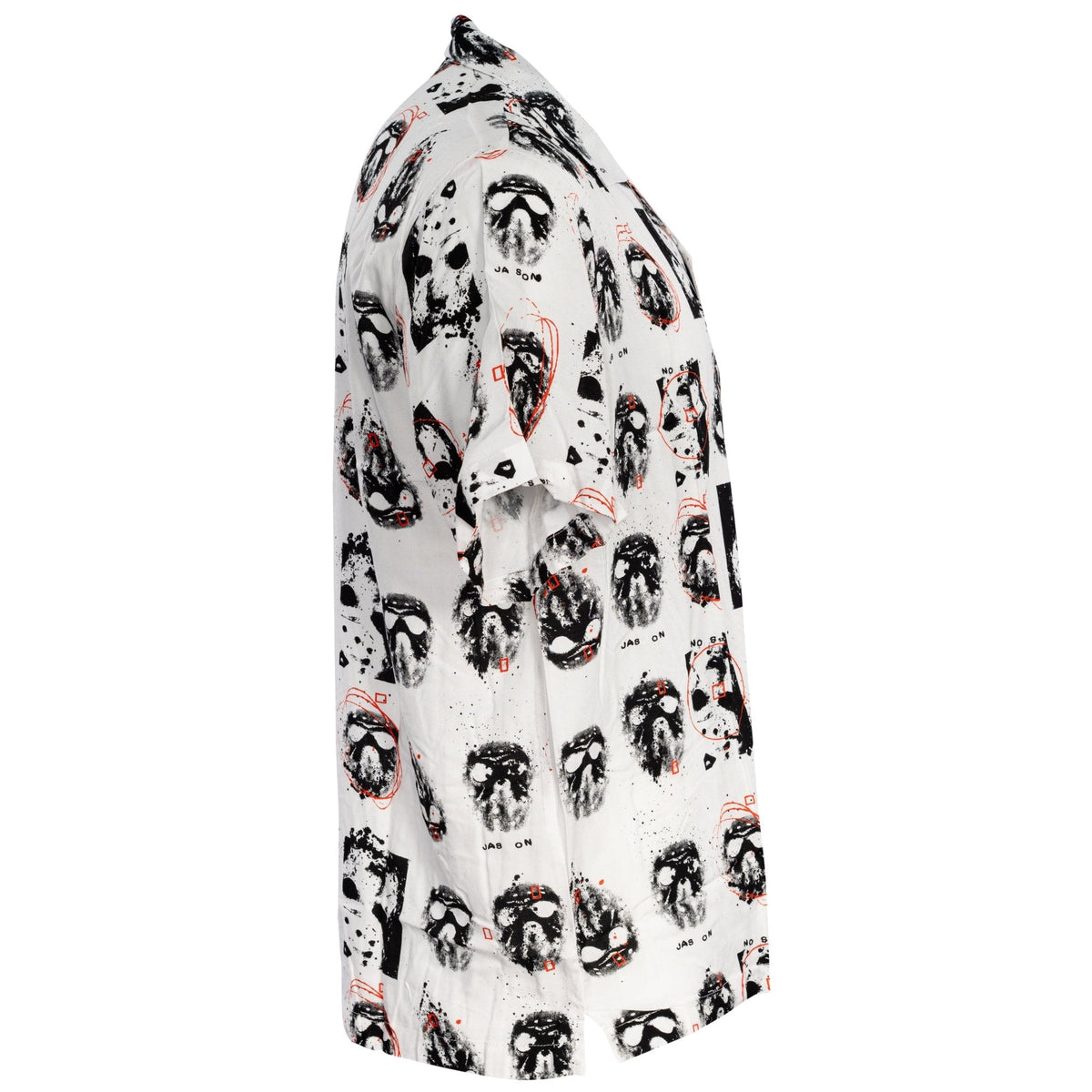 Friday The 13th Jason Rayon Button up Shirt SS Mask Scribble White