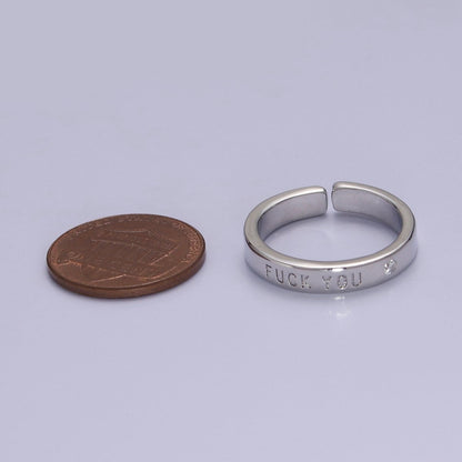 Fuck You Ring statement women ring FU f*ck Silver Band Ring O-2074