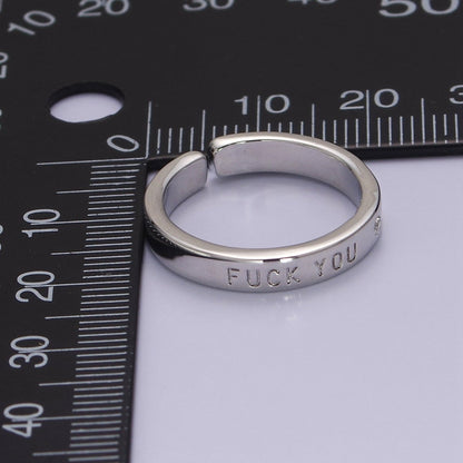Fuck You Ring statement women ring FU f*ck Silver Band Ring O-2074