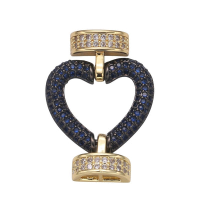 Fully Pave Heart Clasp Buckle Micro paved Clasp Fastener for Beading, 14k Gold Fill Cz Clasp Bracelet necklace jewelry finding Supply Making L-186~L-193