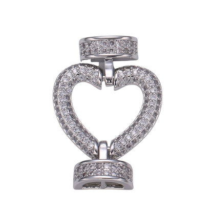 Fully Pave Heart Clasp Buckle Micro paved Clasp Fastener for Beading, 14k Gold Fill Cz Clasp Bracelet necklace jewelry finding Supply Making L-186~L-193