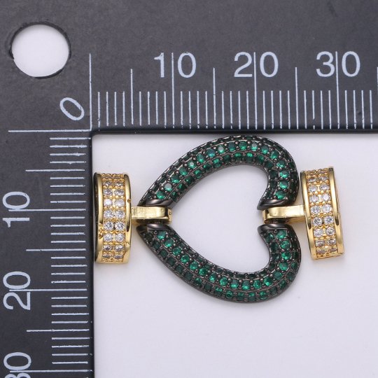 Fully Pave Heart Clasp Buckle Micro paved Clasp Fastener for Beading, 14k Gold Fill Cz Clasp Bracelet necklace jewelry finding Supply Making L-186~L-193