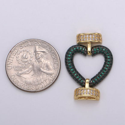 Fully Pave Heart Clasp Buckle Micro paved Clasp Fastener for Beading, 14k Gold Fill Cz Clasp Bracelet necklace jewelry finding Supply Making L-186~L-193