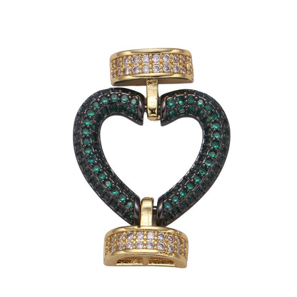 Fully Pave Heart Clasp Buckle Micro paved Clasp Fastener for Beading, 14k Gold Fill Cz Clasp Bracelet necklace jewelry finding Supply Making L-186~L-193