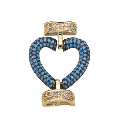 Fully Pave Heart Clasp Buckle Micro paved Clasp Fastener for Beading, 14k Gold Fill Cz Clasp Bracelet necklace jewelry finding Supply Making L-186~L-193
