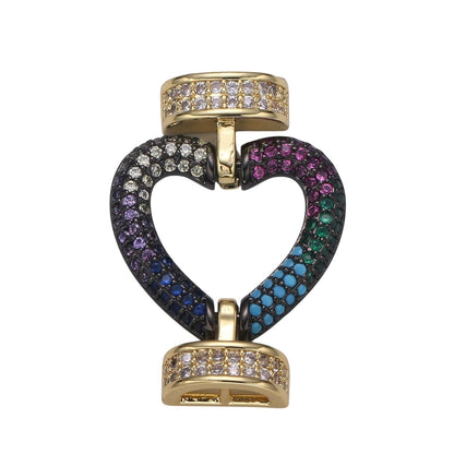 Fully Pave Heart Clasp Buckle Micro paved Clasp Fastener for Beading, 14k Gold Fill Cz Clasp Bracelet necklace jewelry finding Supply Making L-186~L-193