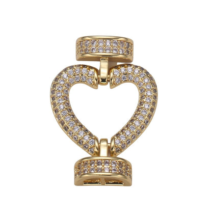 Fully Pave Heart Clasp Buckle Micro paved Clasp Fastener for Beading, 14k Gold Fill Cz Clasp Bracelet necklace jewelry finding Supply Making L-186~L-193