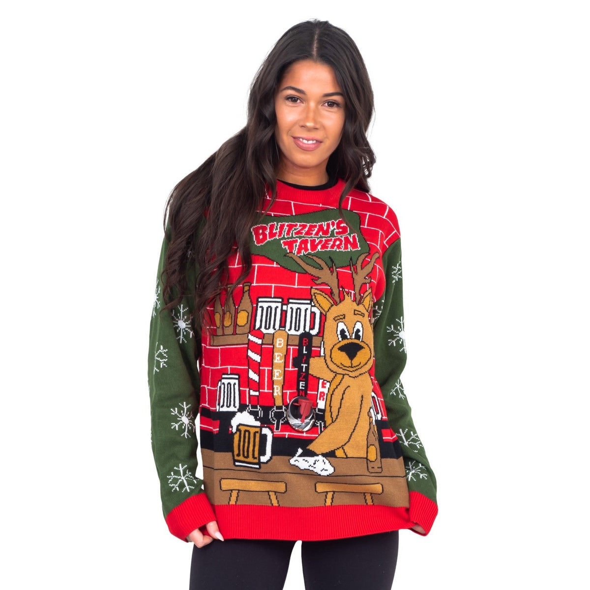 Funny Ugly Christmas Sweater Beverage Dispenser Elfed Up Blitzen&