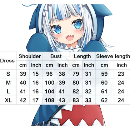 Hololive Gawr Gura Shark Cosplay - Complete Set with Tail