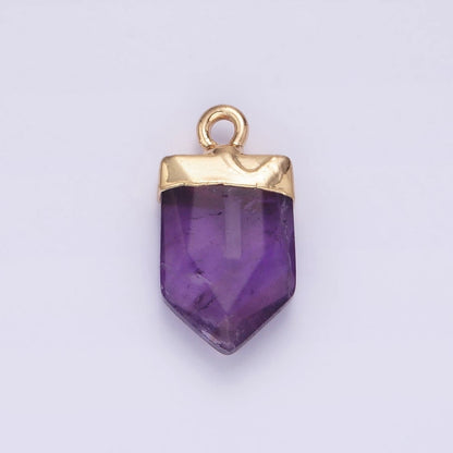 Gemstone Pointed Pendant Stone Crystal, Amethyst, Quartz, Labradorite, Amazonite, Teal Gold Plated N1728 N1729 N1730 N1731 N1732