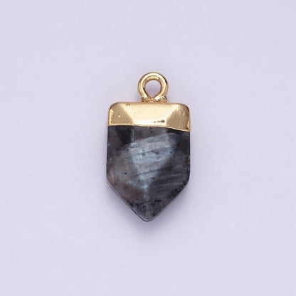 Gemstone Pointed Pendant Stone Crystal, Amethyst, Quartz, Labradorite, Amazonite, Teal Gold Plated N1728 N1729 N1730 N1731 N1732