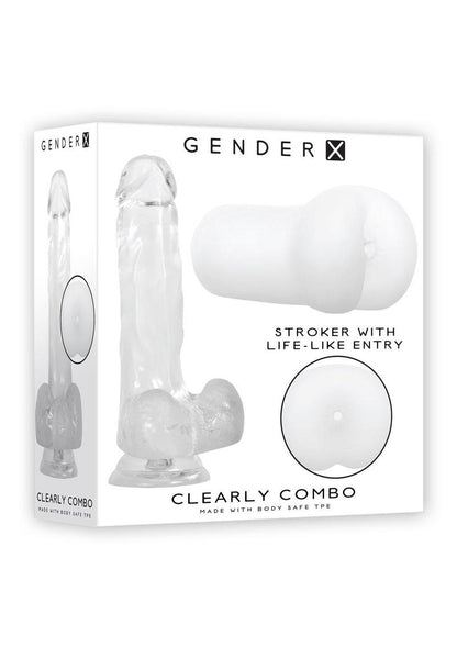 Gender X Clearly Combo Dildo and Stroker Kit with Life-Like Entry