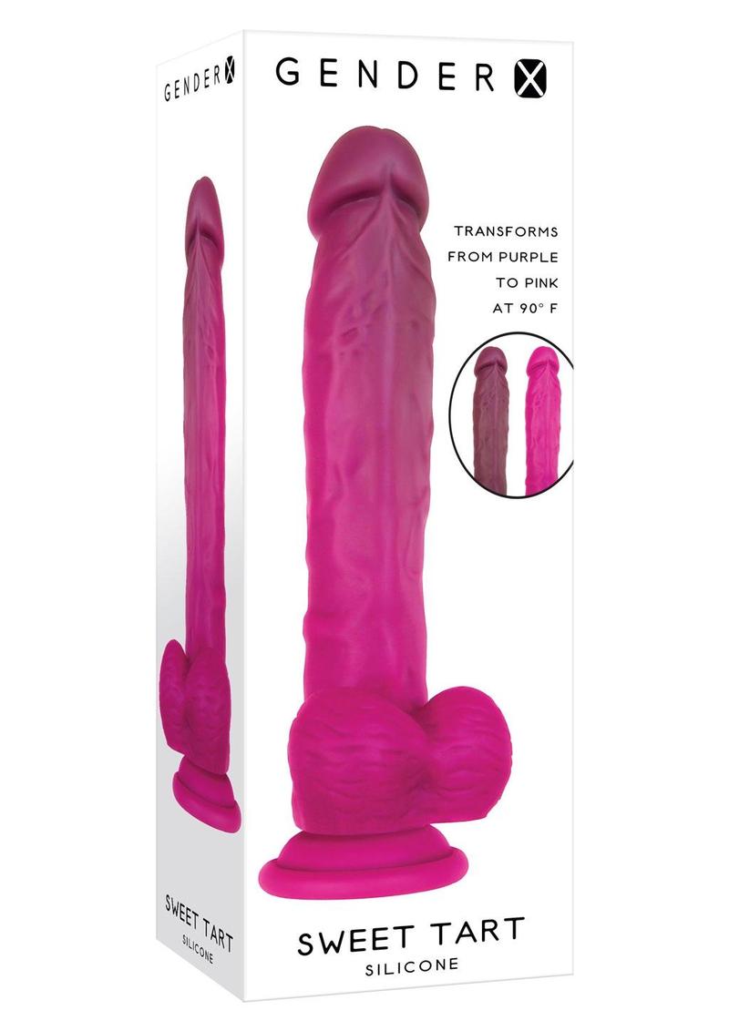 Gender X Sweet Tart Color-Changing Silicone Dildo Purple to Pink