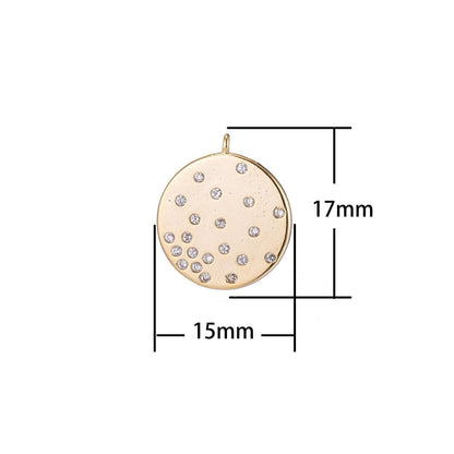 Geometric Circle Round Charm, Micro Pave CZ Charm, Dainty Pendant Floating Crystal Modern Chic Necklace Charm for Jewelry Making E-409