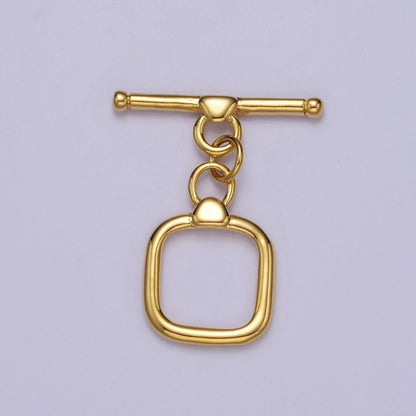 Geometric Square Toggle Clasp Connector, 24k Gold Filled Toggle Clasp, Jewelry End Clasp for Bracelet, Necklace Closure L-687 L-688 L-689