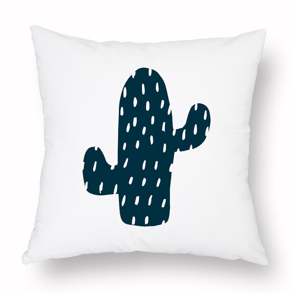 Geometry Cushion Cover Trees Cactus Bear Star Pattern Cushion Cover Pillowcase Cotton Pillow Sofa Throw White Printed Print Decorative Pillow Covers For Sofa Bed Sweet Home Decor Case 45x45CM