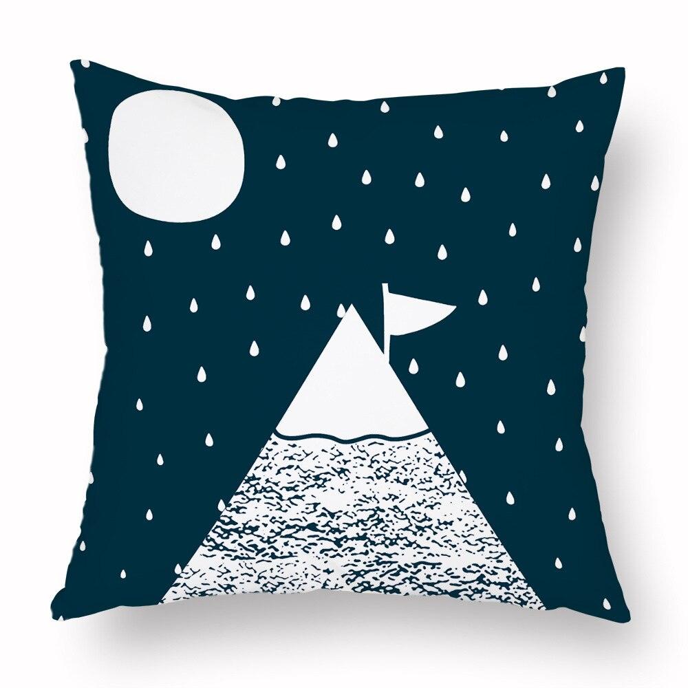 Geometry Cushion Cover Trees Cactus Bear Star Pattern Cushion Cover Pillowcase Cotton Pillow Sofa Throw White Printed Print Decorative Pillow Covers For Sofa Bed Sweet Home Decor Case 45x45CM