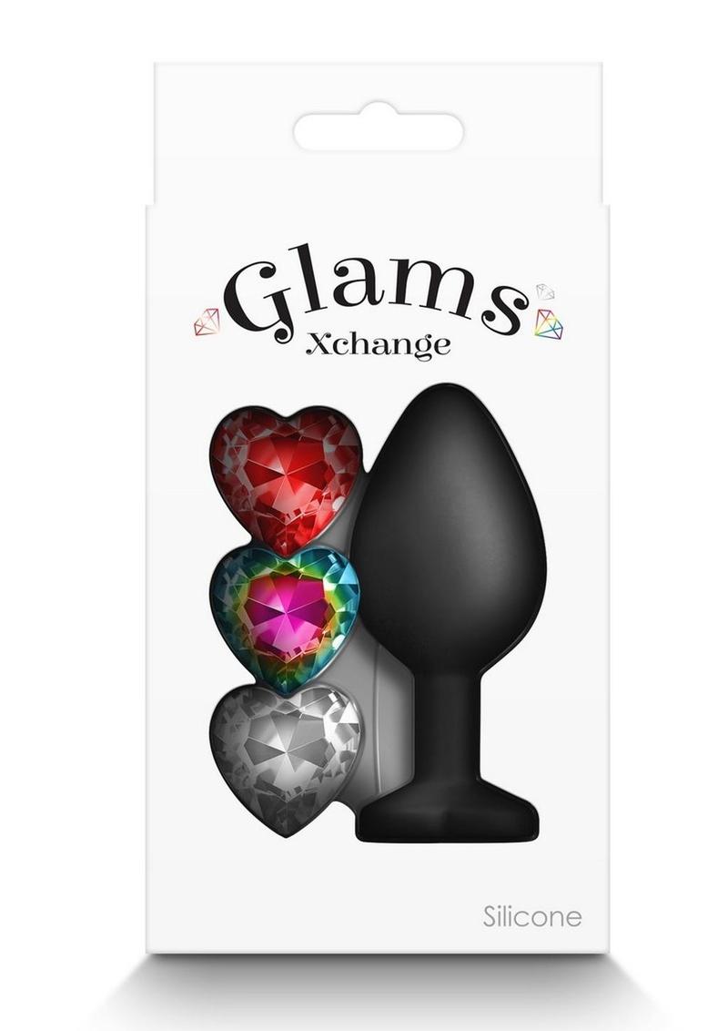 Glams Xchange Heart Silicone Anal Plug with Swappable Gems