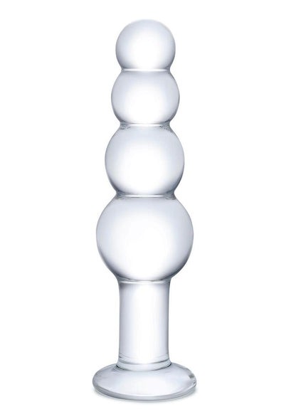 Gläs 7.25 Inch Beaded Hand Blown Glass Butt Plug