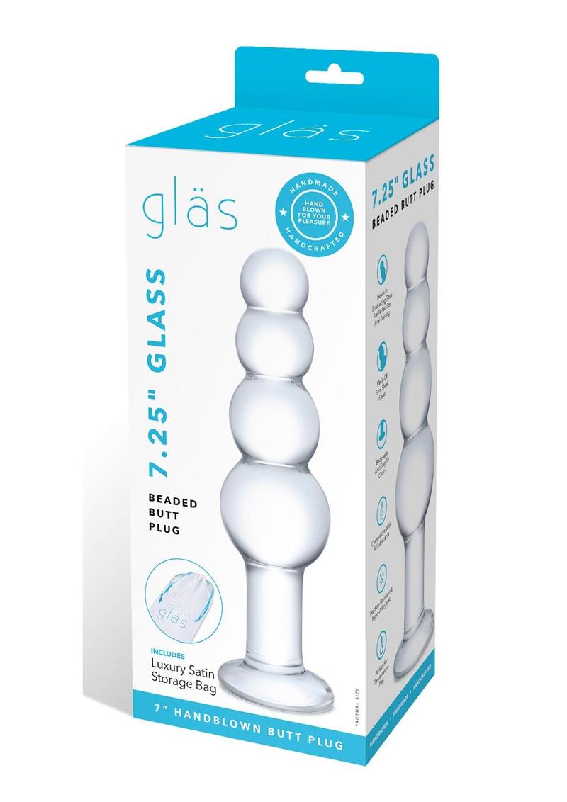 Gläs 7.25 Inch Beaded Hand Blown Glass Butt Plug