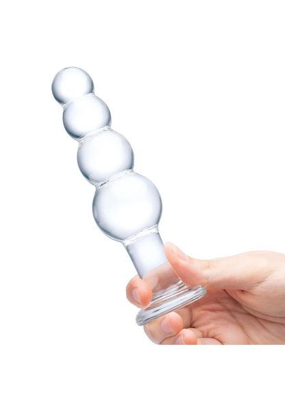 Gläs 7.25 Inch Beaded Hand Blown Glass Butt Plug