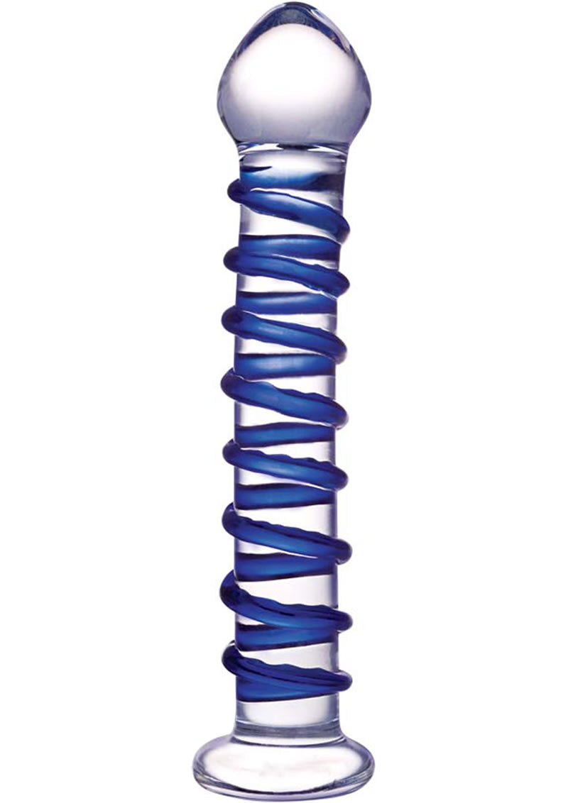 Glas Blue Spiral Glass Dildo With Handcrafted Toy