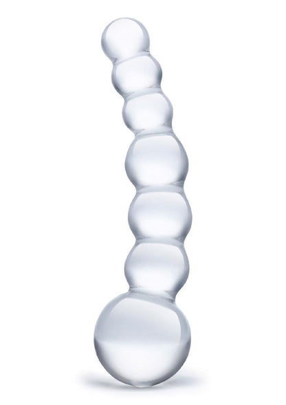 Glas Curved Beaded Glass Dildo With Luxury Satin Storage Bag