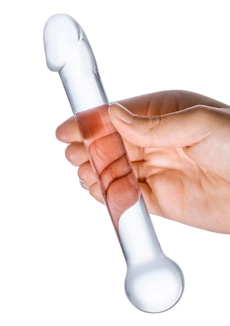 Glas Realistic Head And Handcrafted Clear Glass Toy Dildo