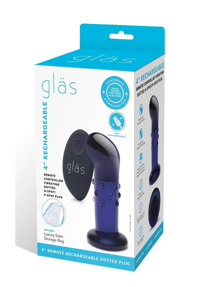 Gläs 4in Remote Rechargeable Dotted G-Spot and P-Spot Vibrating Plug