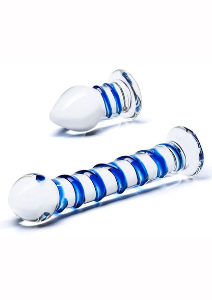 Glas 2 Piece Double Penetration Glass Dildo And Butt Plug