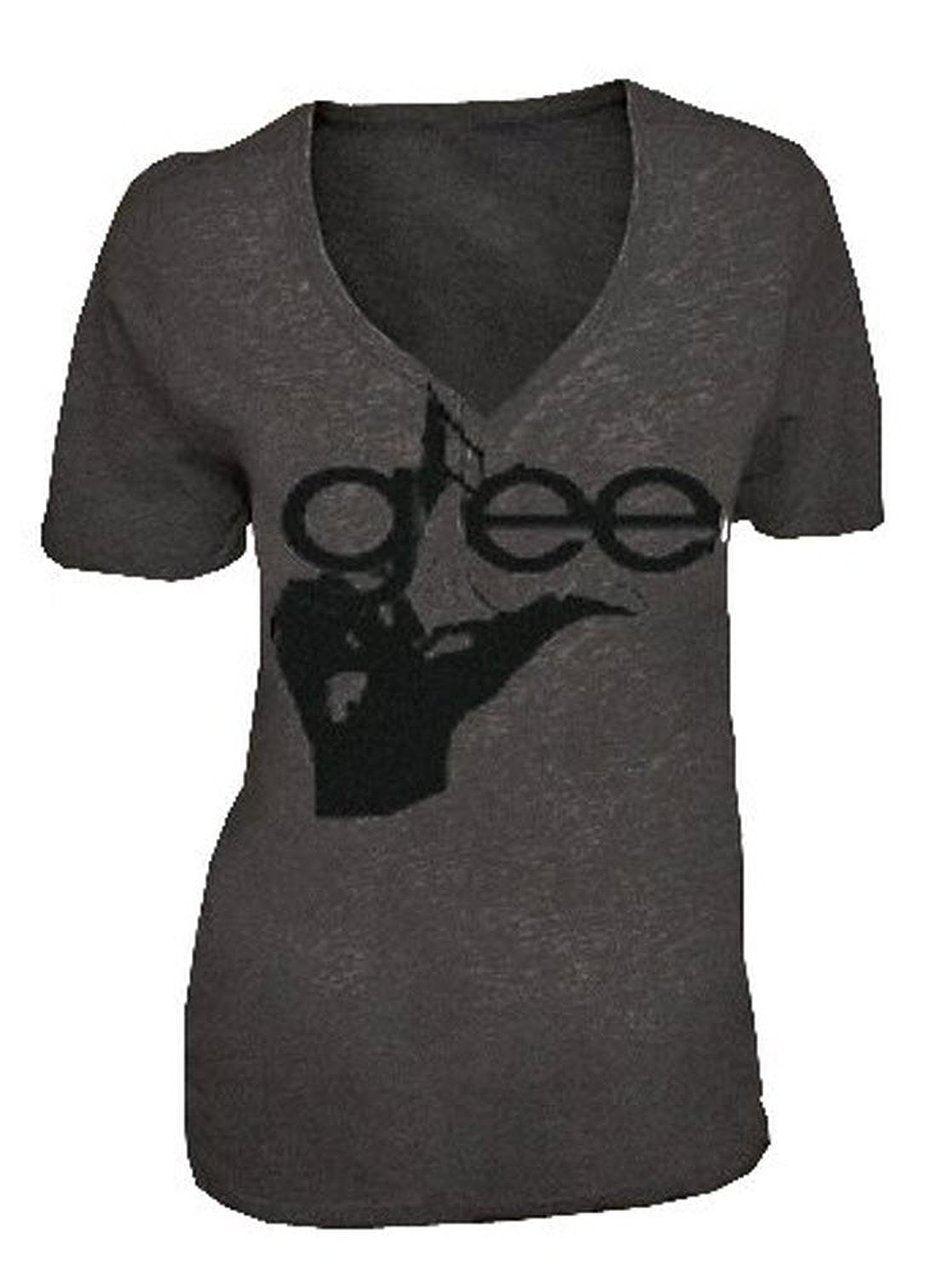 Glee Hand V-Neck Acid Washed Logo Women&
