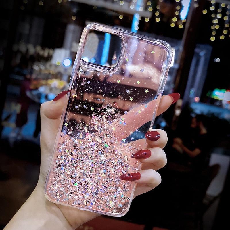 Glitter Luxury Soft Phone Case For iPhone 13 mini 12 Pro 11 ProMax For iPhone XR XS Max X 8 7 6s 6 Plus Back Cover Case Fashion Glitter Silicone Clear Shiny Sparkly Soft Flexible Shock-Absorbing Slim Protective Case