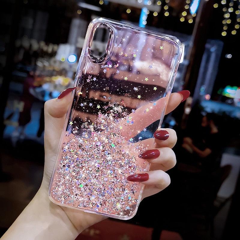 Glitter Luxury Soft Phone Case For iPhone 13 mini 12 Pro 11 ProMax For iPhone XR XS Max X 8 7 6s 6 Plus Back Cover Case Fashion Glitter Silicone Clear Shiny Sparkly Soft Flexible Shock-Absorbing Slim Protective Case