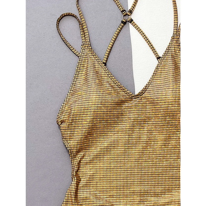 Glitter Sequin One-Piece Swimsuit – Crisscross Back Swimwear