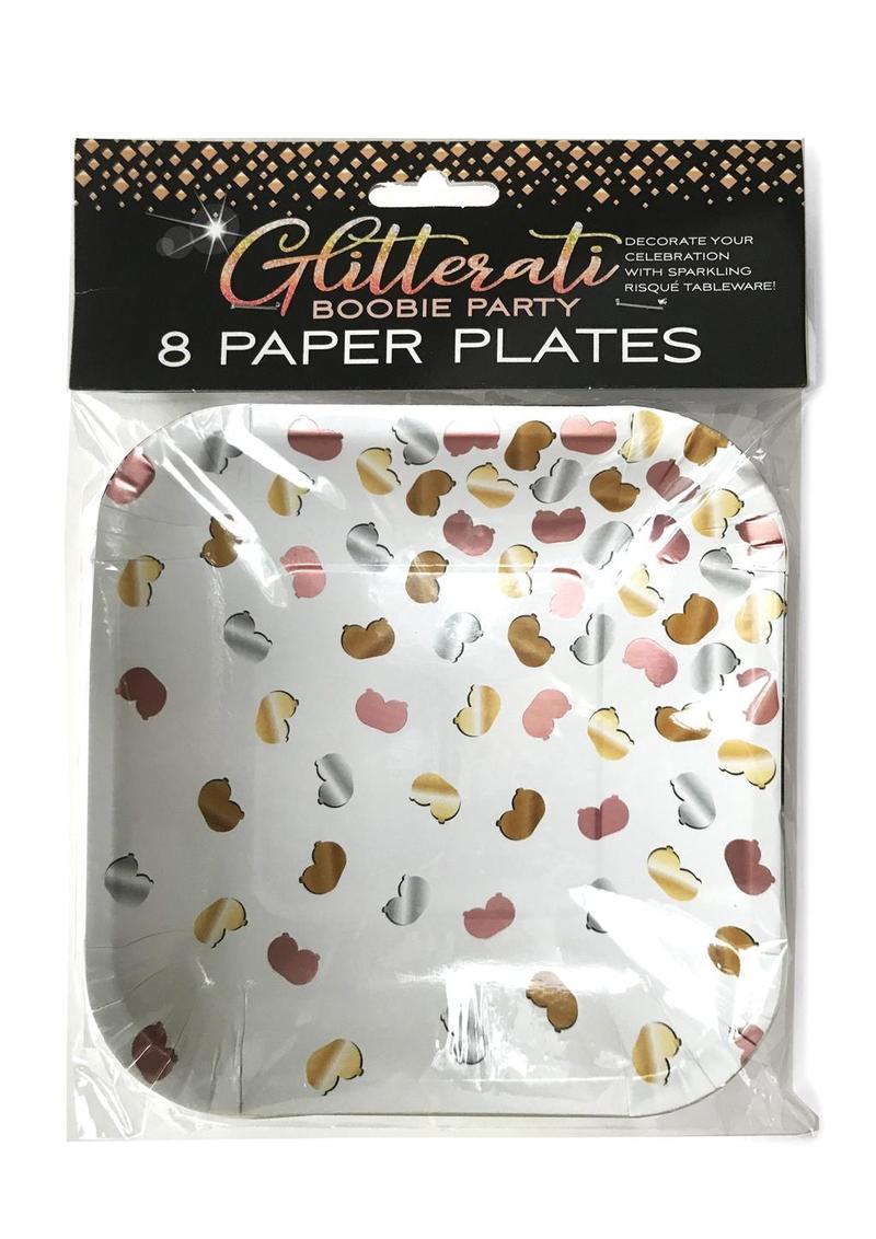 Glitterati Boobie Party Paper Plates Set of 8 Multicolor