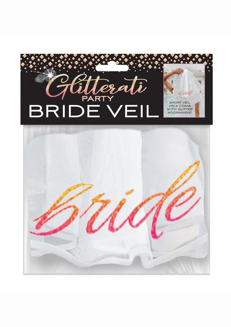 Glitterati Bride Veil White with Rose Gold Bride Design