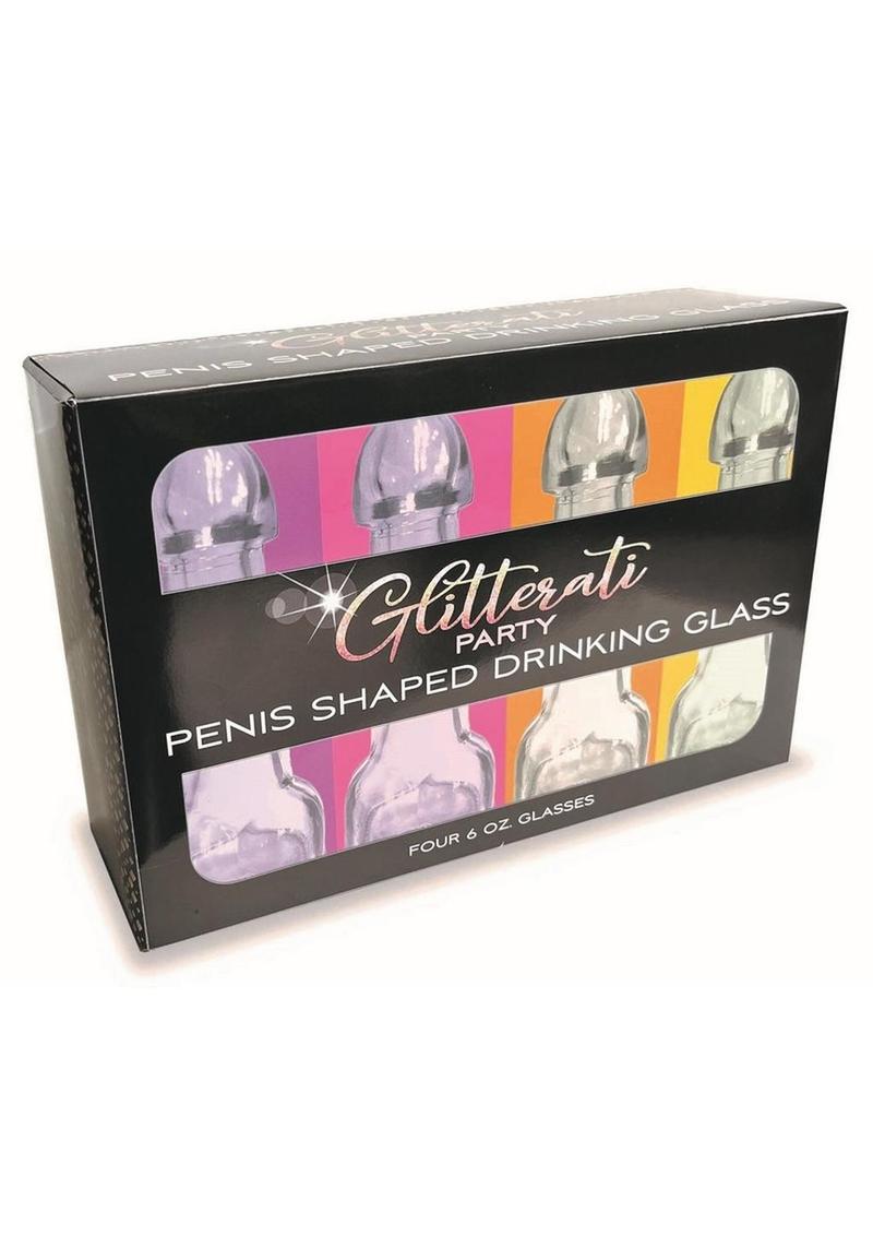 Glitterati Penis Shaped Drinking Glasses 4-Pack for Adult Parties