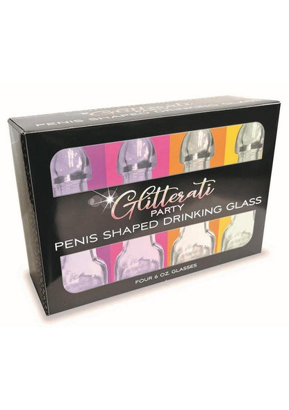Glitterati Penis Shaped Drinking Glasses 4-Pack for Adult Parties