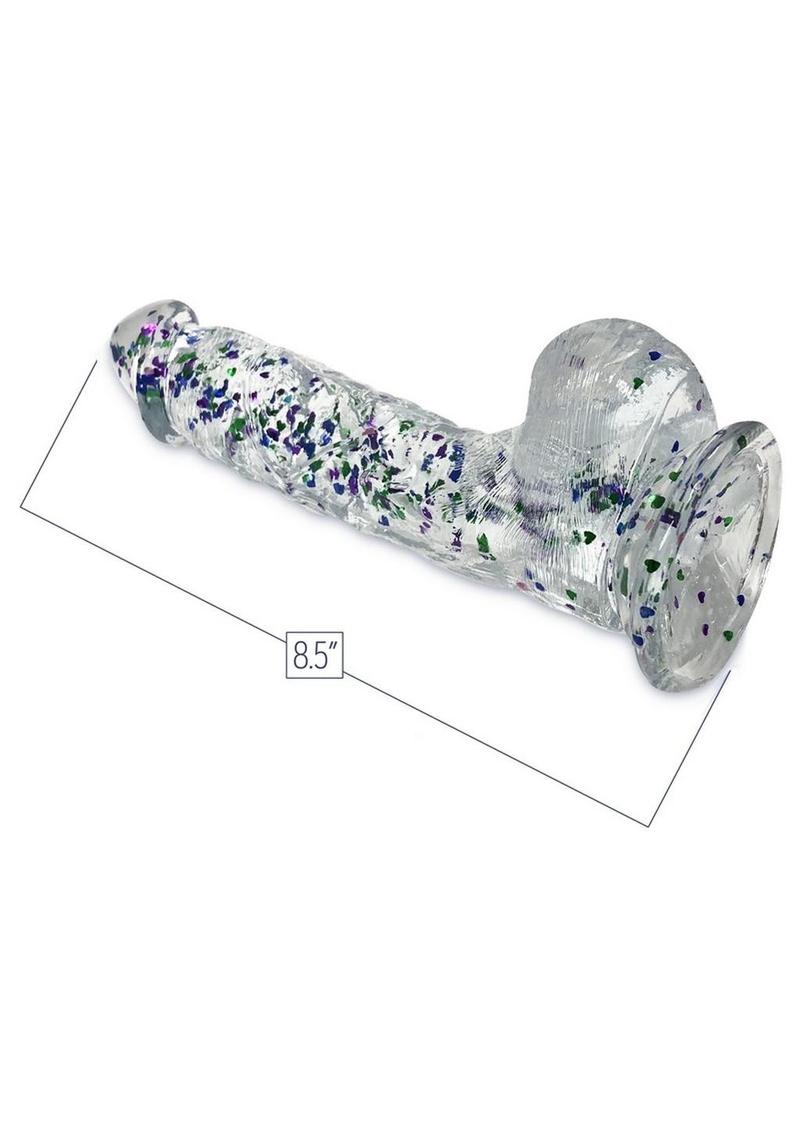 Glittergasm Realistic Clear Dildo With Balls and Suction Cup