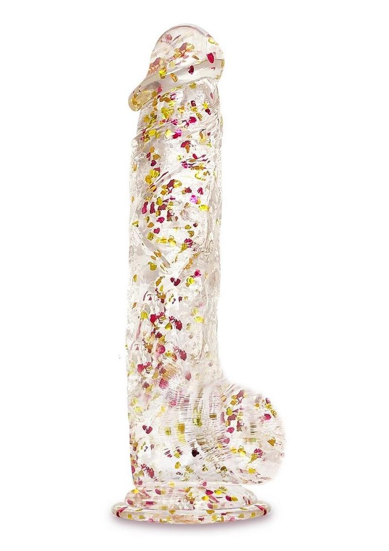 Glittergasm Clear Glitter Dildo With Balls &amp; Suction Cup