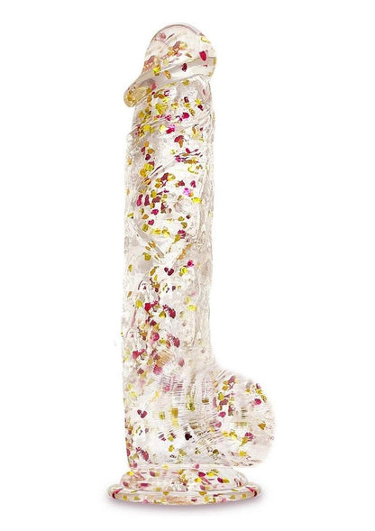 Glittergasm Clear Glitter Dildo With Balls &amp; Suction Cup