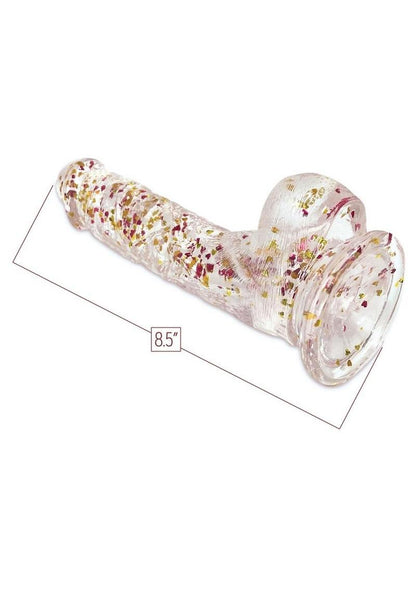 Glittergasm Clear Glitter Dildo With Balls &amp; Suction Cup